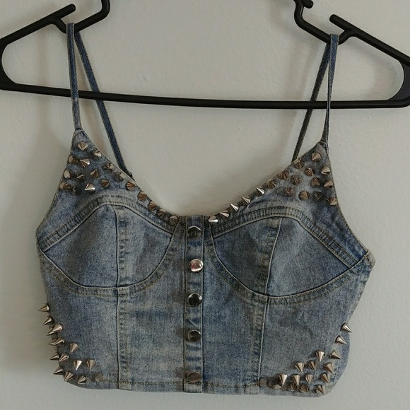 Rue21 Tops - Studded denim crop top